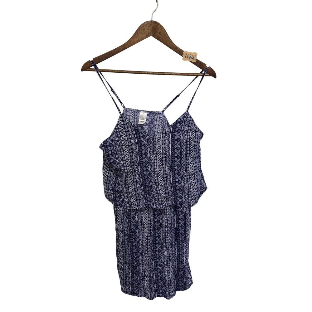 West Loop Blue White Geometric Tile Print Blouson‎ Mini Dress Womens XL NWT